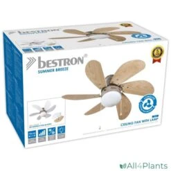 BESTRON DC30T PLAFONDVENTILATOR MET VERLICHTING 75 CM WIT / HOUT 50 WATT -Bestron 8712184009961 bestron dc30t plafondventilator met verlichting 75 cm tweekleurig wit of hout 50 watt 5 jaar garantie