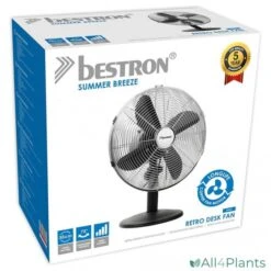 BESTRON DFT35Z RETRO BUREAUVENTILATOR 35 CM ZWART 35 WATT -Bestron 8712184023875 bestron dft35z retro bureauventilator 35 cm zwart 35 watt degelijk 5 jaar garantie
