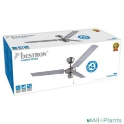 BESTRON DT48C PLAFONDVENTILATOR 120 CM CHROOM / RVS 60 WATT -Bestron 8712184023882 bestron dt48c plafondventilator 120 cm chroom rvs 60 watt degelijk en 5 jaar garantie
