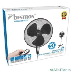 BESTRON ASV45ZR STATIEFVENTILATOR 45 CM MET ASTANDSBEDIENING EN TIMER ZWART 45 WATT -Bestron 8712184049295 bestron asv45zr statiefventilator 45 cm met astandsbediening en timer zwart 45 watt degelijk 5 jaar garantie