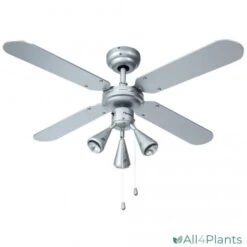 BESTRON DLHB42S PLAFONDVENTILATOR MET VERLICHTING 102 CM ZILVER / BLAUW 50 WATT