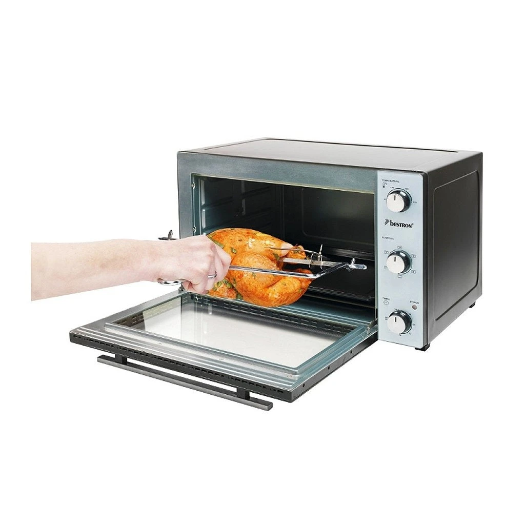 Bestron AOV31 Grill-Bakoven Met Hetelucht + Draaispit 1500W RVS/Zwart 4 Bestron AOV31 Grill-Bakoven Met Hetelucht + Draaispit 1500W RVS/Zwart - Afbeelding 2