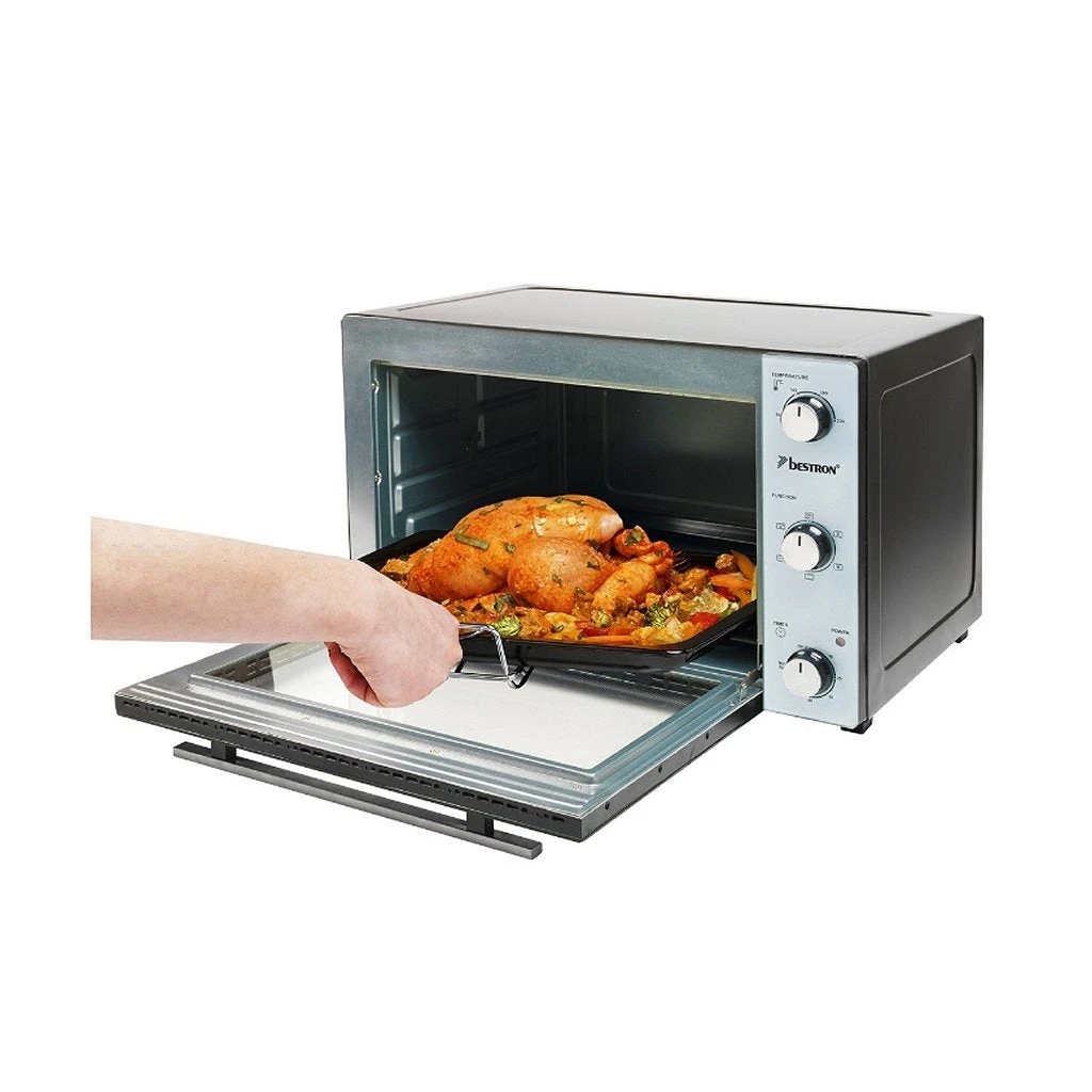 Bestron AOV31 Grill-Bakoven Met Hetelucht + Draaispit 1500W RVS/Zwart 5 Bestron AOV31 Grill-Bakoven Met Hetelucht + Draaispit 1500W RVS/Zwart - Afbeelding 3