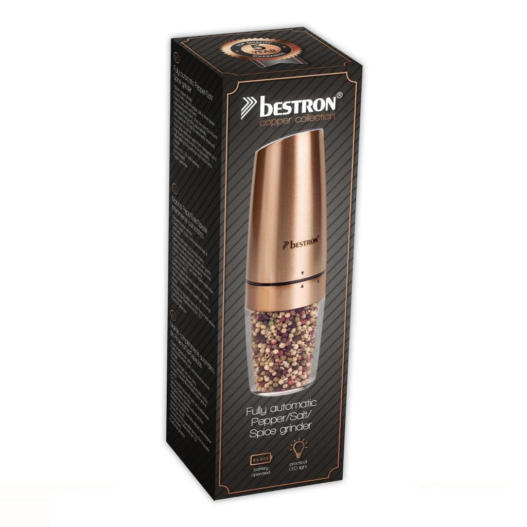Bestron APS300CO Volautomatische Peper- En Zoutmolen + LED-Licht Koper 5 Bestron APS300CO Volautomatische Peper- En Zoutmolen + LED-Licht Koper - Afbeelding 3