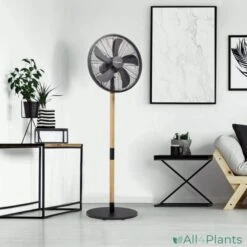 BESTRON DFS45WB DESIGN STATIEFVENTILATOR 45 CM ZWART / HOUTKLEUR 50 WATT -Bestron 8712184055838 bestron dfs45wb design statiefventilator 45 cm zwart en houtkleur 50 watt modern interieur