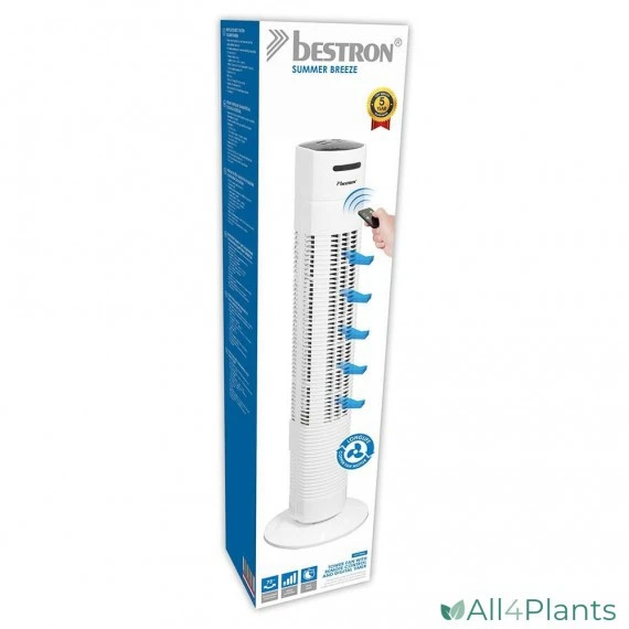 BESTRON AFT770WRC TOWER VENTILATOR 78 CM MET AFSTANDSBEDIENING EN DIGITALE TIMER WIT 35 WATT 8 BESTRON AFT770WRC TOWER VENTILATOR 78 CM MET AFSTANDSBEDIENING EN DIGITALE TIMER WIT 35 WATT - Afbeelding 6