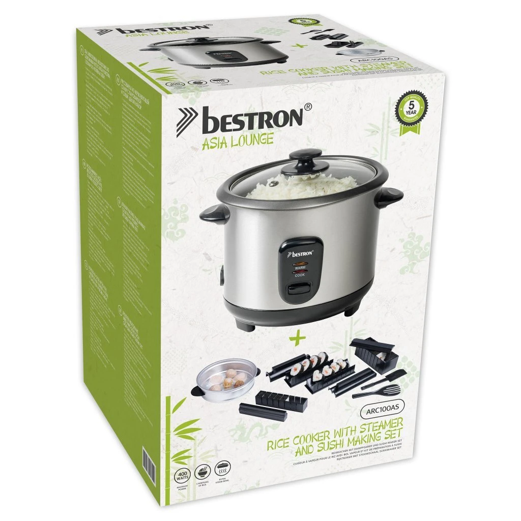 Bestron ARC100AS Asia Lounge Rijstkoker RVS/Zwart 5 Bestron ARC100AS Asia Lounge Rijstkoker RVS/Zwart - Afbeelding 3
