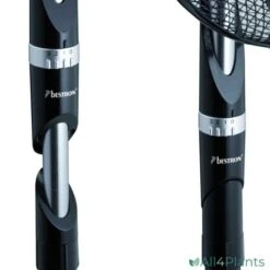 BESTRON ASF40DZ DESIGN STATIEFVENTILATOR 40 CM ZWART 55 WATT -Bestron 8712184056804 bestron asf40dz design statiefventilator 40 cm zwart 55 watt elegant in hoogte verstelbaar tussen de 115 en135 cm