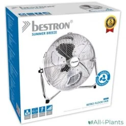 BESTRON DFA30CH RETRO VLOERVENTILATOR 35 CM CHROOM 55 WATT -Bestron 8712184056897 bestron dfa30ch retro vloerventilator 35 cm chroom 55 watt longlife motor en 5 jaar garantie