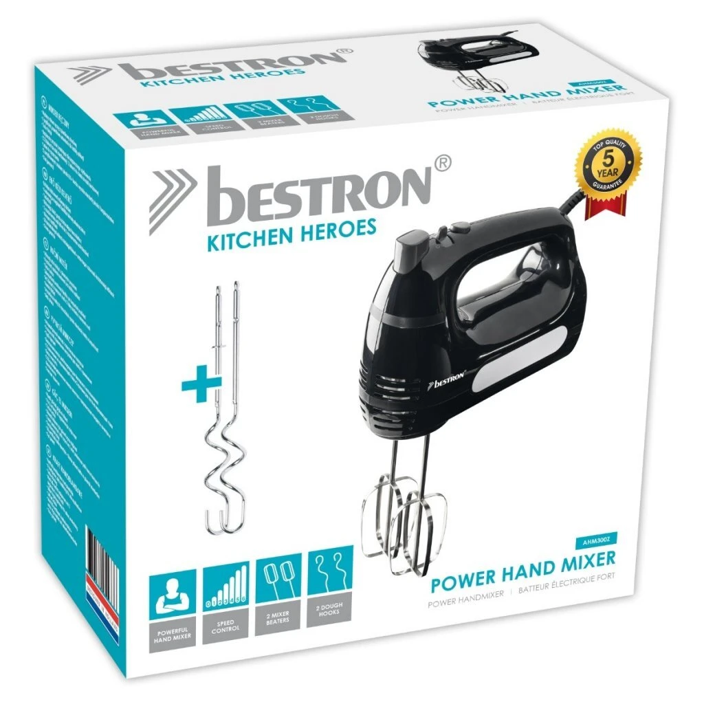 Bestron AHM300Z Power Handmixer Zwart 7 Bestron AHM300Z Power Handmixer Zwart - Afbeelding 5