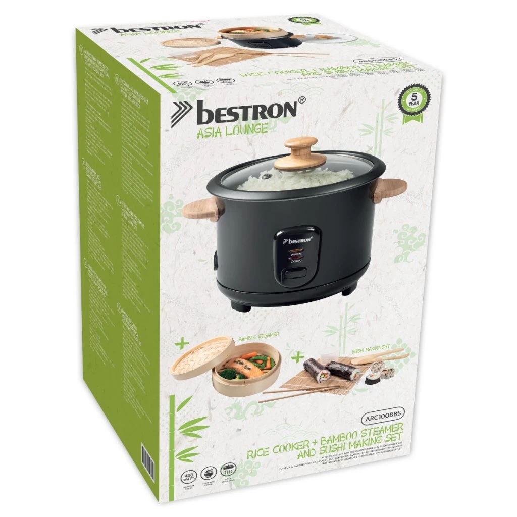 Bestron ARC100BBS Rijstkoker Set Bamboe/Zwart 6 Bestron ARC100BBS Rijstkoker Set Bamboe/Zwart - Afbeelding 4