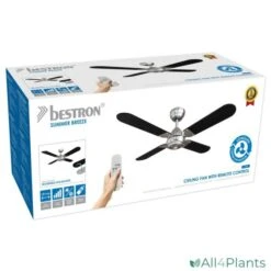 BESTRON DCF42BR PLAFONDVENTILATOR MET AFSTANDSBEDIENING 102 CM RVS / ZILVER / ZWART 50 WATT -Bestron bestron dcf42br plafondventilator met afstandsbediening 102 cm rvs zilver 50 watt met 5 jaar garantie 8712184056774