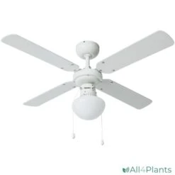 BESTRON DHB48W PLAFONDVENTILATOR 102 CM WIT / AHORN 50 WATT MET VERLICHTING (E27 FITTING)