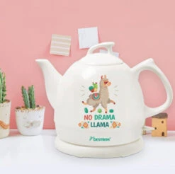 Bestron DTP800DL Lama Design Keramische Waterkoker 0.8L 1800 Watt Wit -Bestron bestron waterkoker lama en cactus 08l 1785w keramiek wit 3 461403 1600172712